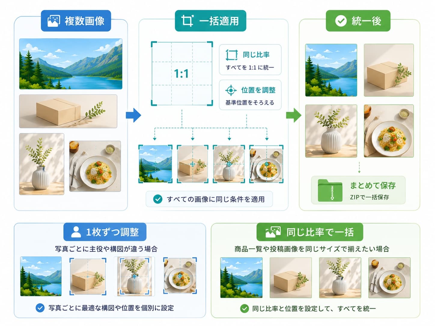 複数画像を同じ比率で一括トリミングする作業手順